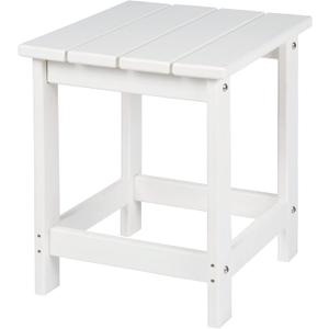 LZRS Adirondack Square Outdoor Side Table for Patio, Pool Composite Patio Table, HDPE End Tables for Backyard, Pool, Indoor Companion, Easy Maintenance & Weather Resistant (White)