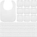 Toulite 50 Pcs White Bibs for Baby Washable Reusable Waterproof Cotton Feeder Bibs with Double Sided Design for Baby Shower Activity and Gifts