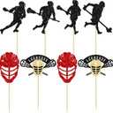 2 x Gyufise 24Pcs Lacrosse Cupcake Toppers Glitter Lacrosse Party Decorations for boys Lacrosse Player Cupcake Picks for Lacrosse Sport Baby Shower Birthday Party Cake Decorations Multi
