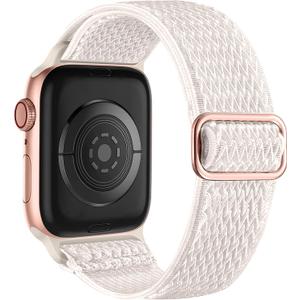 Lerobo Nylon Stretchy Solo Loop Watch Band, Compatible with Apple Watch Series 11-1, SE/Ultra 3 2 1 38/40/41/42/44/45mm/46mm/49mm, Adjustable Replacement Strap for Women Men (Starlight)