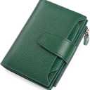 FALAN MULE Small Wallet for Women Leather Bifold Compact RFID Blocking Small Womens Wallet Purse (Apple Green)