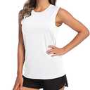 COOrun Women's Sleeveless Active Shirts Lightweight Sports Shirt Quick Dry Athletic Tank Tops with Scoopneck White XXL