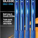 BIC Glide Bold Blue Ballpoint Pens, Bold Point (1.6mm), 4-Count Pack, Retractable Ballpoint Pens With Comfortable Full Grip