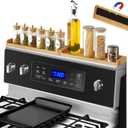 30" Magnetic Stove Top Shelf,Over Stove Shelf,Wooden Over Oven Shelf,Heat-Resistant Stove Shelf for Back of Stove, Space-Saving Kitchen Storage (Wood Color, 1 Layer 2pcs)