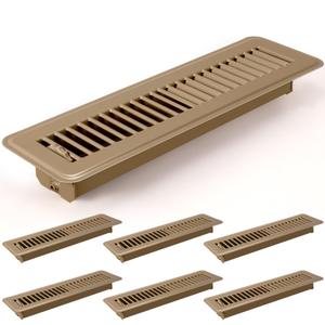 Tandefio 6 Pcs 2" x 12" Floor Register Vent Covers Metal Heavy Duty Walkable Floor Air Vent Covers with Rust Proof Finish Grille Easy Adjust Air Supply Lever for Home Wall Ceiling (Brown)