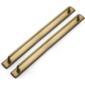 Goo-Ki 2 Pack 12 5/8'' Center to Center Antique Brass Cabinet Bar Pulls with Backplate Vintage Drawer Handles Closet Classic Retro Home Kitchen Improvement Hardware