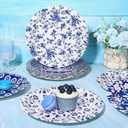 FYSUIMU 60 Pcs Blue White Flower Paper Plates Chinoiserie Floral Pattern Disposable Plates 9 Inch Party Tableware for Wedding Birthday Picnic Table Decor Supplies, 6 Designs