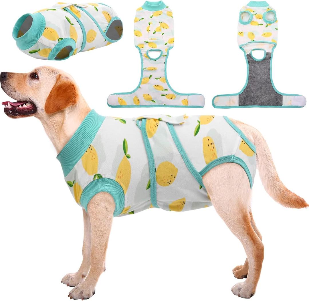 Kuoser Recovery Suit for Dogs Cats After Surgery, Professional Pet Recovery Shirt Dog Abdominal Wounds Bandages, Substitute E-Collar & Cone,Prevent Licking Dog Onesies Pet Surgery Recovery Suit (L (Back:16.1-20.1'', Weight:23-48 LB))