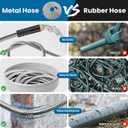 Garden Hose 100FT, Water Hose with 10 Function Nozzle, Garden Hose Metal with Leak-proof Connectors, Kink-Free & Ultra Flexible, Rust/Pet/Puncture Proof for Lawn, Yard, RV, Car Wash, 550PSI