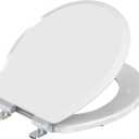 Pro Elite Heavy-Duty Wood Toilet Seat Round, White, Magnetic Quick-Release Easy-Clean and Change, HushMotion Soft Close, StainShield High-Gloss Finish, Arch-Tite Secure Fit