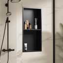 304 Stainless Steel Recessed Shower Niche Double Shelves 24" X 12" No Tile Needed, Waterproof Rustproof Bathroom Wall Niche, for Shower Wall & Bathroom Storage and Space Saving, 24*12 Double Layer
