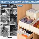 Criusia Drawer Organizer Clothes 12 Pack, Dresser Organizer for Nursery Bedroom Closet Organization and Storage - Baby Clothes Organizer Bins - Drawer Divider for Sock Underwear Bra Ties (Beige)