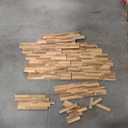 Bare Decor EZ-Wall 3D Mosaic Tile in Solid Teak Wood, Set of 10 Natural Finish Tiles  19,5"x7,5"