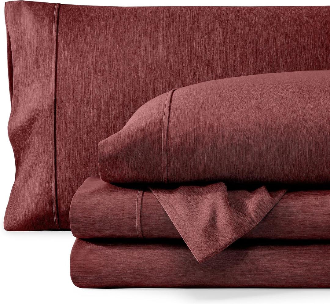 Bare Home Queen Sheet Set - Luxury 1800 Ultra-Soft Microfiber Double Brushed - Deep Pockets - Easy Fit - 4 Piece Set - Bedding Sheets & Pillowcases (Queen, Heathered Rose)