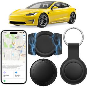 GPS Tracker for Vehicles with Magnetic Case Work with Find My (iOS Only)No Monthly Fee Subscription No SIM Card Required, Waterproof,RealTime GPS Tracking Devices or Cars, Trucks, AntiTheft(Black)