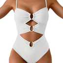 Eomenie One Piece Swimsuit for Women Ring Linked Monokini Sexy Bathing Suit Cutout Swim Suit, Size: M
