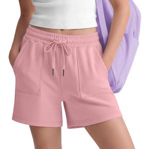 Girls Athletic Sweat Shorts | Active, Basketball, Volleyball, Soccer, Running, Sports, Gymnastics, Dance, Loose Fit, Wide Leg, Pockets, Back to School