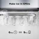 Silonn Ice Makers Countertop, 9 Cubes Ready in 6 Mins, Self-Cleaning Ice Machine with Ice Scoop and Basket, 26lbs in 24Hrs, 2 Sizes of Bullet Ice for Home Kitchen Office Bar Party, Sliver