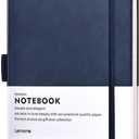 Thick Classic Notebook with Pen Loop - A5 College Ruled Hardcover Writing Notebook with Pocket + Page Dividers Gifts, Banded, Large, 180 Pages, 8.4 x 5.7 in (blue)