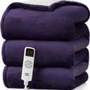EHEYCIGA Heated Blanket Electric Blanket Throw - Heating Blanket with 9 Heating Levels & 10 Hours Auto Off, Soft Cozy Sherpa Washable Blanket with Fast Heating, 50 x 60 Inches (Purple)