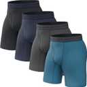 Pair of Thieves Mens Long Boxer Briefs Soft, Breathable, Quick-Dry Underwear with 4-Way Stretch Multi-Pack (Navy) 
X-Large