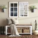Barnyard Designs 24x40 Windowpane Wood Farmhouse Wall Mirror, Large Rustic 6 Pane Rectangle Window Frame Vintage Decor, Entryway Hallway Mirror (Whitewash)