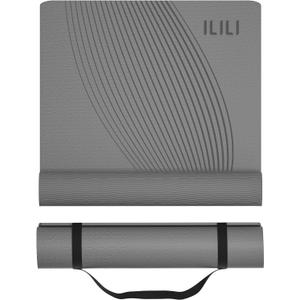 ILILI Yoga Mat, TPE Exercise Mat, Tear-Resistant, Fitness Yoga Mat with Carrying Strap, 72''x25''0.3''(8mm), Ideal for Yoga, Pilates, Home Workouts, Stretching & All Fitness Routines