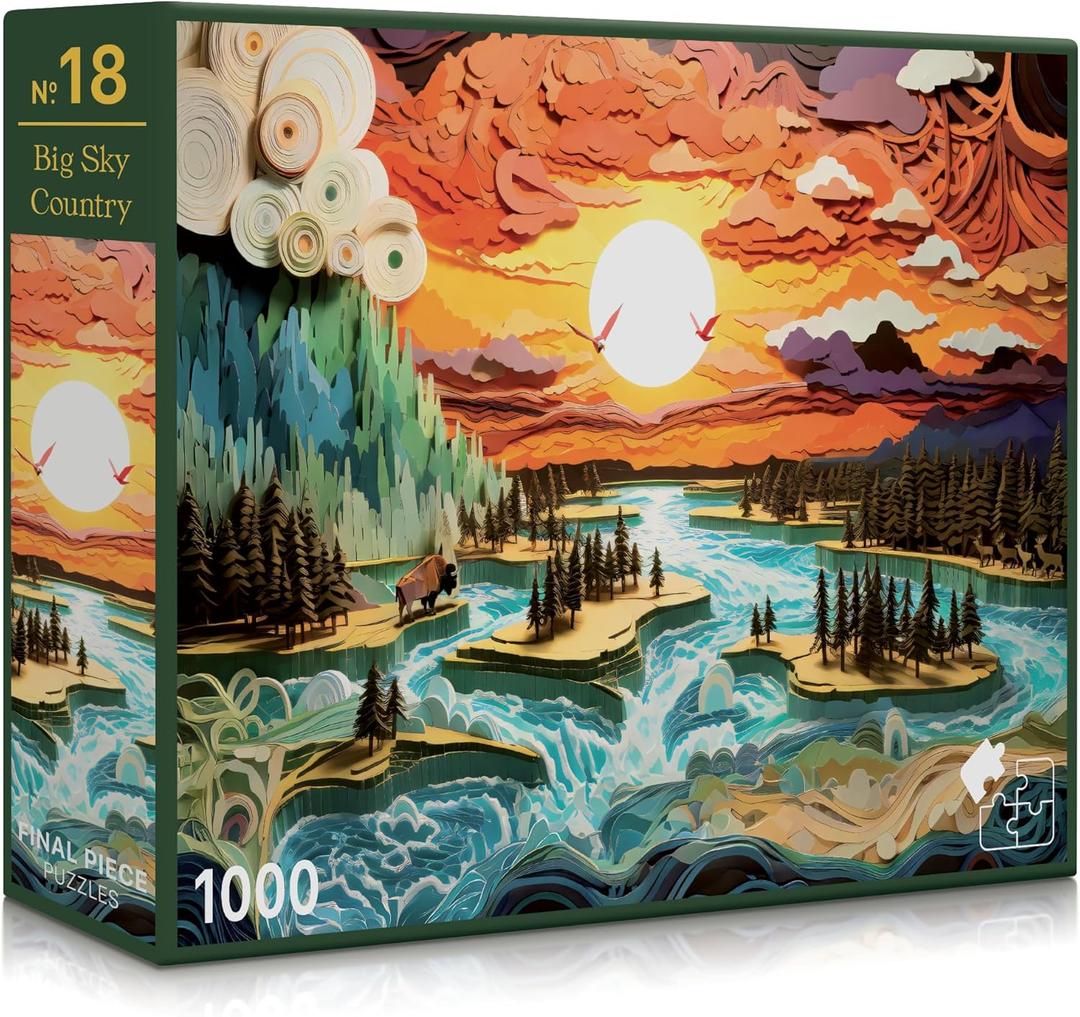 Big Sky Country (No. 18)  1000 Piece Nature Jigsaw Puzzle for Adults | Printed in USA | Satin Low-Glare Finish | Random Ribbon Cut | Bonus Poster | Premium Display-Worthy Box | Final Piece Puzzles