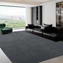 HOMBYS 12x15ft Large Area Rug for Living Room, Fluffy Soft Floor Carpet with Non-Slip Backing for Indoor Office Bedroom, Solid Home Deco Non-Shedding, Grey