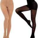 MANZI 2 Pairs Compression Pantyhose for Women Shaping Black Tights 10-15mmHg Support 50D Opaque Stockings (XL)