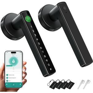 Fingerprint Door Lock,Biometric Smart Door Knob with Keypad Code,6 in 1Keyless Entry Door Handle,App Control,Generate Passcode Remotely,for Bedrooms Office Home Hotel Apartment