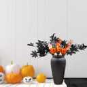 6 PCS Halloween Decorations, 19.5 Inch Artificial Flower Stems Halloween Branches with Eucalyptus Pumpkins Leaf Ghost&Bat Accents, Festive Ornaments and Picks, Holidy Black Table Centerpieces Decor