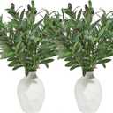 10 PCS 18 Inch Olive Tree Branches Greenery Stems Artificial Plants Faux Olive Branch for Vase Realistic Green Stem Home Decor Indoor