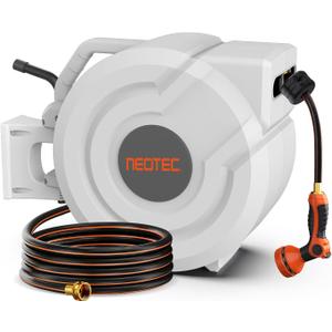 5/8 in 115ft Retractable Garden Hose Reel with Auto Rewind Any Length Lock Heavy Duty Hose Reel,9-Pattern Nozzle,180°Swivel,UV Resistant Wall Mount Water Hose Reel for Outdoor Garden Car Pet Patio