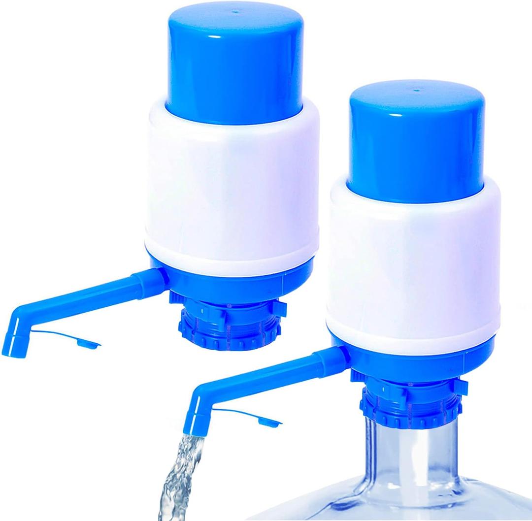 2 Pack Portable Manual Water Pump 5 Gallon, Water Jug Dispenser Bottle Pump Drinking Water Pump with an Extra Short Tube and Cap Fits Most 2-6 Gallon Water Coolers