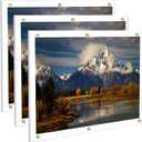 Kalami 3Pack 16x20 Clear Acrylic Wall Mount Picture Frame Self Adhesive, No Drill Holes Floating Frameless Large Photo Frame for Paintings Portrait Landscape Poster or Other Artworks