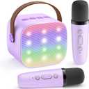 YLL Mini Karaoke Machine with 2 Wireless Microphones, TOP Kids Gifts for Girls Ages 3, 4, 5, 6, 7, 8, 9,10,11,12 +Year Old, 4-12 Years Old Birthday Toy Gift for Girls Boys Party (Purple)