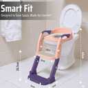 3-in-1 Toddler Potty Training Toilet Seat with Foldable Ladder Adjustable Toddler Toilet Seat for Boys & Girls with Soft Cushion, Ergonomic Backrest, Non-Slip Pedal and Safety Grips (Pink & Purple)