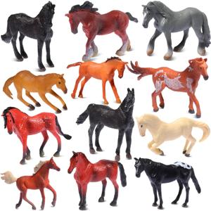 12 Pieces Horse Foal Toy Figures Realistic Horse Toy Miniature Horses Toys Kids Toddlers Horse Playset Horse Party Favors Educational Toy for Club Cake Topper Christmas Birthday Supplies