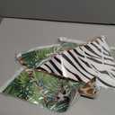 Tiamon 4 Pcs Jungle Zoo Animal Print Decoration Safari Birthday Banner Wild Animal Print Pennant Bunting 49.2 Ft Triangle Flag for Bulletin Board Classroom Decoration Safari Two Wild One Party Supply