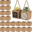 Temlum 2.5 Inch Succulent Wrap Bags (Fits 2.5 Pots) with Thank You & Let Love Grow Stickers, Small Succulent Gift Box for Wedding, Baby Shower, Succulent Party Favors for Guests (Brown 40pcs)