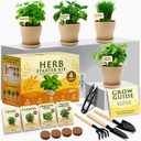 HOME GROWN Herb Garden Planter Indoor Kit Unique Christmas Gift for Adults, Men, & Women - Grow 4 Heirloom Herb Seeds on Kitchen Window Beginner DIY Craft & Hobby Gardening Gift for Plant Lovers