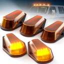 PSEQT 5Pcs Cab Roof Marker Lights Amber 16 LED Top Clearance Marker Light Kits Compatible with F150 F250 F350 1980-1997 Super Duty Pickup Trucks 12V Signal Running Light with Amber Cover