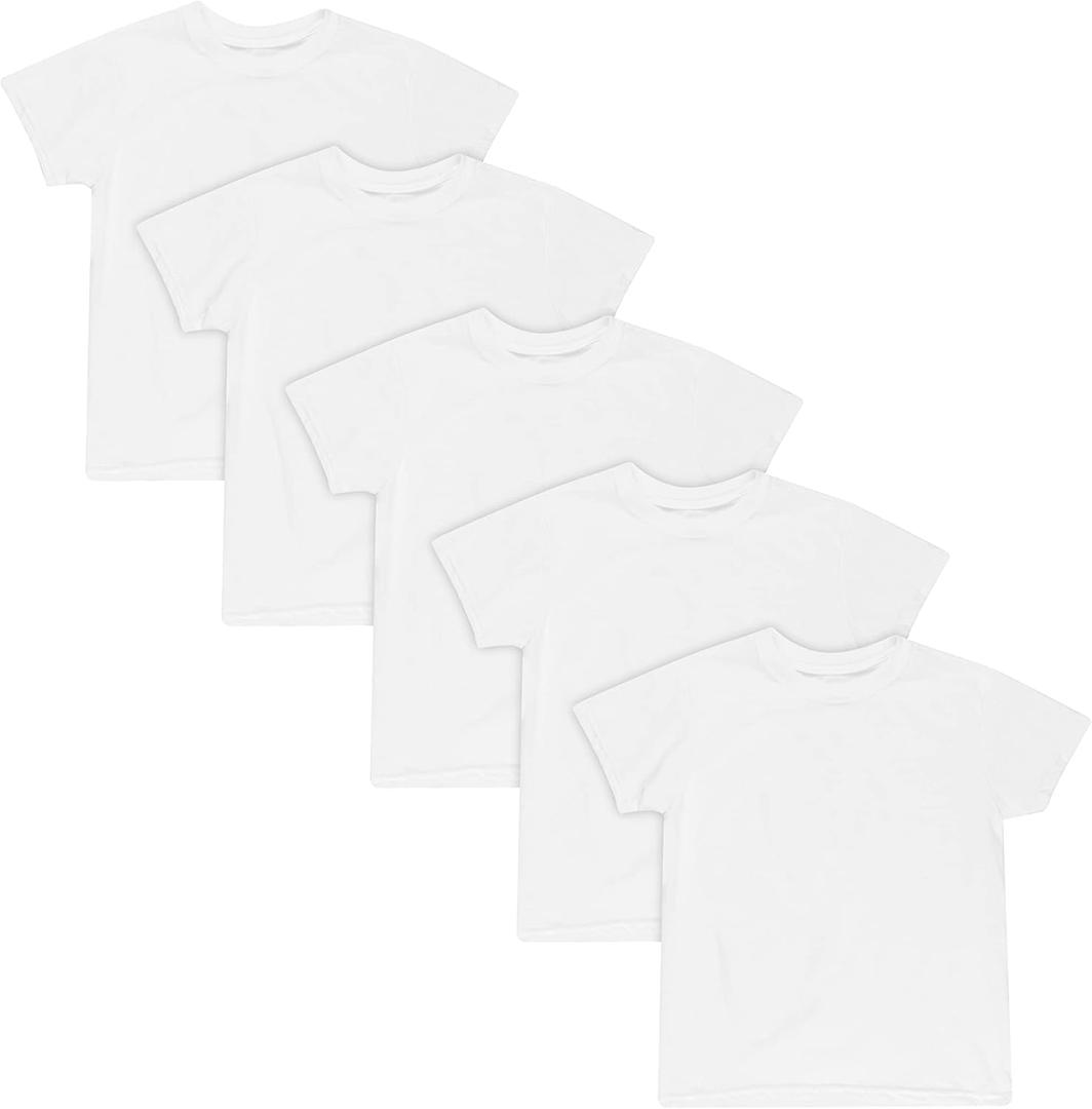 Hanes Undershirt, EcoSmart White T Boys, Short Sleeve Shirts, 5 or 10-Pack (X-Large)