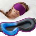 Weighted Cooling Sleep Mask, 6oz 3D Blackout Eye Mask for Sleeping, Contoured Gel Eye Mask, Adjustable Strap, Eyelash Friendly Sleep Mask for Relaxation, Anxiety Relief Items, Naps, Travel, Purple