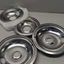 Silver G-E Electric Stove Drip Pans GE68C G-E Range Drip Pans Bowls-4 Packs 2 X 6" and 2 X 8", Burner Drip Pans Compatible for G-E Stove Drip Pans and Hot-Point etc Electric Ranges by MIFLUS