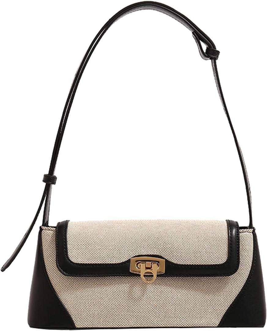 Shoulder Bag for Women Small Crossbody Bags Hobo Handbags Colorblock Top Handle Handbags Mini Clutch Purse (One Size, Black)