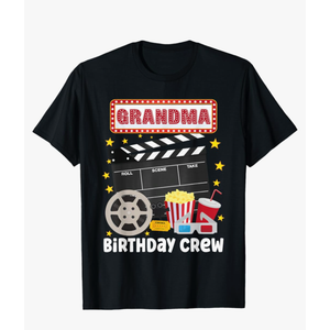 Grandma Birthday Crew Movie Night Theme Matching Party T-Shirt Size M