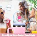 2 x Flower Straw Covers Toppers for Stanley Cups 30&40 Oz Tumbler with Handle Accessories 4PCS Silicone Straw Caps Reusable Straws Tips Protectors for Stanley Cup 10mm 0.4in Straws,Rose Red