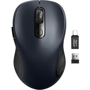 Trueque Wireless Mouse for Laptop, 2.4GHz Ergonomic Computer Mouse with Back & Forward Buttons, 3 Levels Tracking Speed, 6 Buttons, Optical USB Cordless Mice for Windows Chromebook MacBook PC (Gray)